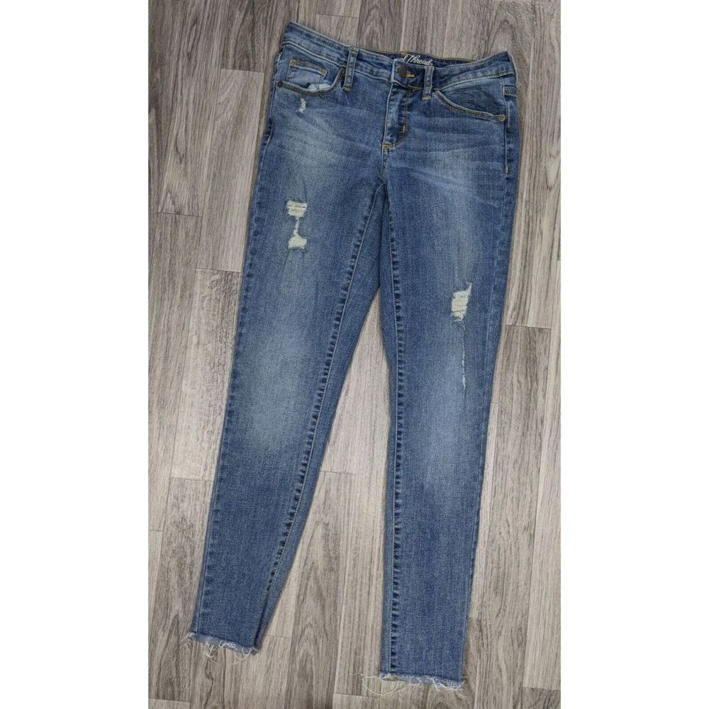 (3/$35) Universal Thread Size 2 / 26 R Mid Rise Skinny Distressed Denim Jeans
